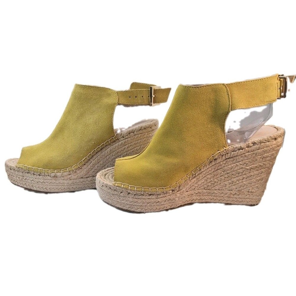 Kenneth Cole NY Olivia Yellow Suede Espadrille Wedge Sandals Ankle Strap Sz 6.5 - Picture 5 of 13